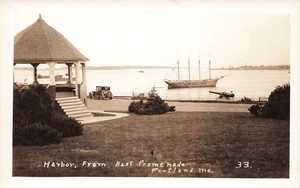 Postal LP13 Portland Maine Harbor from East Promenade 1925 RPPC - Imagen 1 de 2