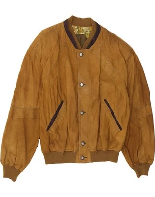 GIMO'S Mens Leather Jacket UK 42 XL Brown Leather AZ09 - Image 1 of 4