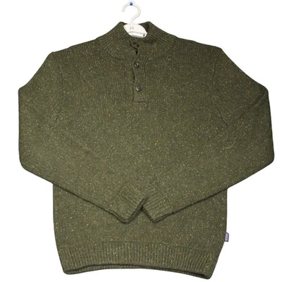 Suéter de Mezcla de Lana Patagonia para Hombres Pequeño Botón Verde Oliva Cuello Simulado Foto 1 de 4