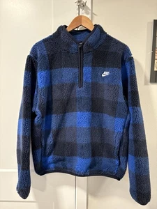Pullover Nike Club polar invernal media cremallera azul a cuadros FZ0896-475 para hombre S $115 - Imagen 1 de 5