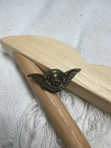 Vintage Style Brass Cherub Angel Head Wings Pin Brooch Pendant Cupid Repro - Picture 1 of 6