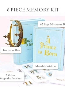 Baby Buch der Erinnerungen blau Andenken Fotoalbum Unser Prinz wird geboren versiegelt Rayne - Bild 1 von 15