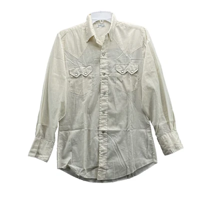Vintage Western Pearl Snap Shirt Mens 14.5 / 32 Ivory Cowboy Rodeo Rancher Wear - Image 1 of 4