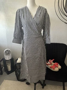 Dannii Minogue Gingham Check Wrap Summer Dress 16 Petite - Picture 1 of 3