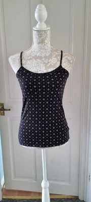 Peacocks Ladies Black with White Small Pattern Cami Top - Image 1 of 4