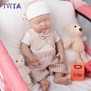 15'' Eyes Closed Silicone Reborn Baby BOY Sleeping IVITA Silicone Doll Xmas Gift - Picture 1 of 9
