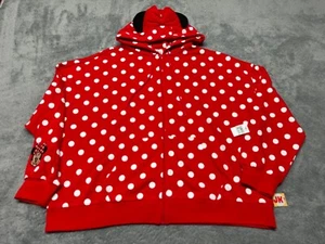 NEW Disney Hoodie Womens Large Minnie Mouse Red Polka Dot Cosplay Parks Ears - Picture 1 of 10
