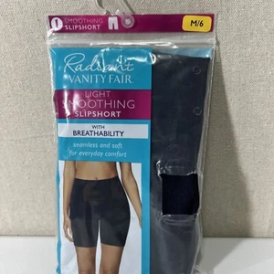 Vanity Fair Slip Short Radiant Collect. Light Smoothing Breathability M/6 Black - Picture 1 of 4