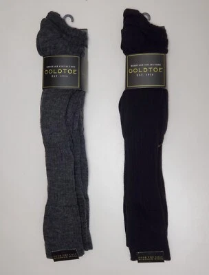 Gold Toe Men's Windsor Wool Over-the-Calf Dress Socks 1 Pair - Black or Charcoal - Image 1 of 4