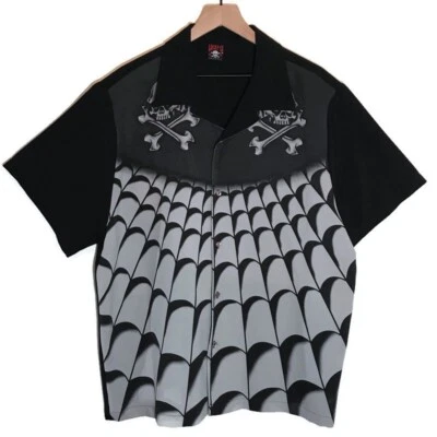 Lucky 13 Mens Size XL Skulls Button Up Motorcycle Shirt Made In The USA Black - Image 1 of 4