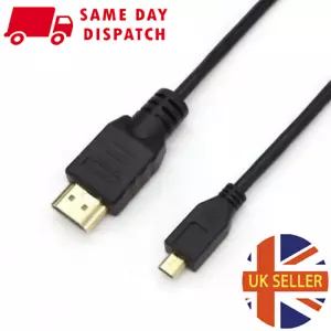 Micro HDMI TV Cable to HDMI Lead For Tablets & Cameras GoPro Hero Hudi 1M-10M UK - Picture 1 of 6