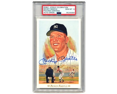 Yankees Legend Mickey Mantle Signed Perez Steele Postcard PSA Gem Mint 10 - Image 1 of 2