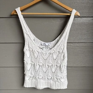Hollister Sweater Tank Top Womens Knit Shirt White Size Small Layers Beachy Boho - Picture 1 of 9