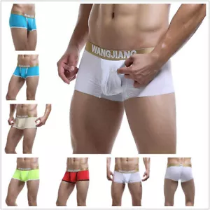 Men Sexy Ice silk Seamless Boxer Briefs Pouch Underwear Shorts Trunks Underpants - Picture 1 of 34