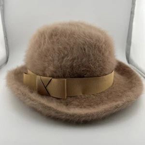 Vintage 1960s KANGOL Fuzzy Angora Tan Bucket Hat Made in England - Picture 1 of 8