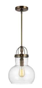 Generation Lighting - Garvin 10.5 in. W. x 15 in. H 1-Light Aged Brass Pendant - Picture 1 of 6
