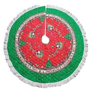 Grande gonna vintage trapuntata albero di Natale Babbo Natale sta arrivando in città - Foto 1 di 8