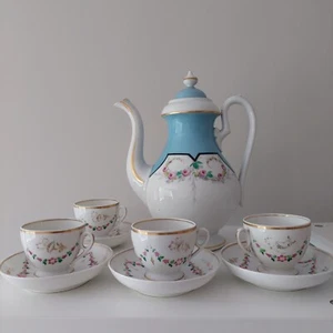 Antique Old Paris Vieux Paris Coffee Set Porcelain Hand Painted France Floral - Picture 1 of 9