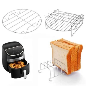 Air Fryer Racks Set 3pcs Stainless Steel Double Layer 2.5QT+ Toast Skewer - Picture 1 of 7
