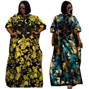 African Women Maxi Dress Print Abaya Dubai Kaftan Ankara Dashiki Party Gown Robe