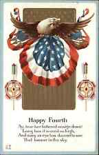 Fourth of July Eagle American Banner Fireowrks c1910 Vintage Postcard