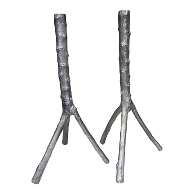Pair Candle Holder Tree Limb Branch Twig Rustic Lodge Cabin 16 1/4” tall - Image 1 of 4