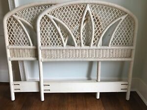 2 TWIN SIZE WICKER HEADBOARDS: CLEAN, QUALITY, STURDY, EXCELLENT CONDITION-LOCAL