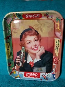 1953 menú de coca cola chica sed no conoce temporada bandeja para servir original - Imagen 1 de 14