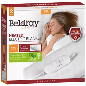 Beldray Heated Electric Blanket Quick 3 Heat Settings - Single/Double/King Size - Picture 1 of 6