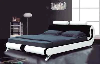 MODERN ITALIAN DESIGNER DOUBLE & KING SIZE LEATHER BED-2 COLOURS-FURNITURE-IJ103 - Image 1 of 2