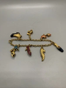 Vintage Metropolitan Museum Of Art Seven Shoes Charm Bracelet Gold Plate, 7” - Picture 1 of 8