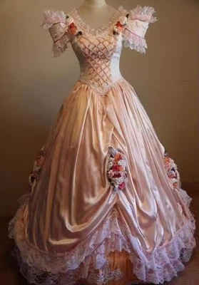Princesa Victoriano Rosa Vestidos de Novia Princesa Sissi Disfraz Baile Gwon Hada Foto 1 de 4