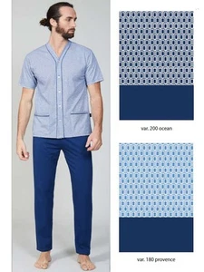 Men's Open Short Sleeve Pajamas Cotton Jersey Bip Bip 3644 - Picture 1 of 1