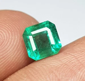 Esmeralda Natural Cuadrada Octágono 1.50 Cts Rica Piedra Preciosa Verde CERTIFICADA -Zambia - Imagen 1 de 10