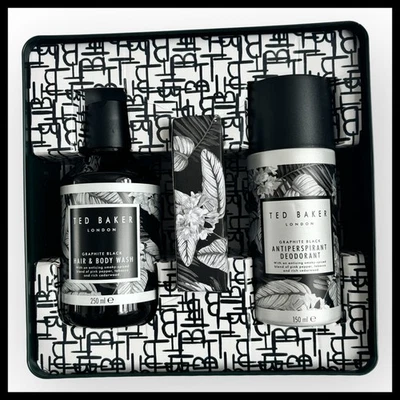 Ted Baker London Bath And Body Large Gift Tin Graphite Black Scent Bodycare