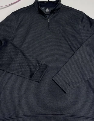 Under Armour 1/4 拉链套衫毛衣男式 3XLT XXXLT 抓绒高尔夫炭黑色 — 第 1/4 张图片