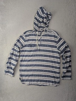 Camisa con Capucha Woolrich Cáñamo Moderna Para Hombre Grande Sudadera con Capucha Azul Gris Rayas Cremallera Foto 1 de 4