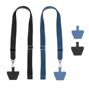 2Pcs Smart Phone Lanyard with 4 Patches, Black/Dark Blue (55-30cm) - Zdjęcie 1 z 6