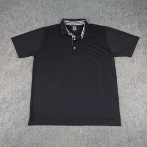 FootJoy Polo Shirt Mens XXL Black Golf Check Contrast Collar FJ Performance Tour - Picture 1 of 12