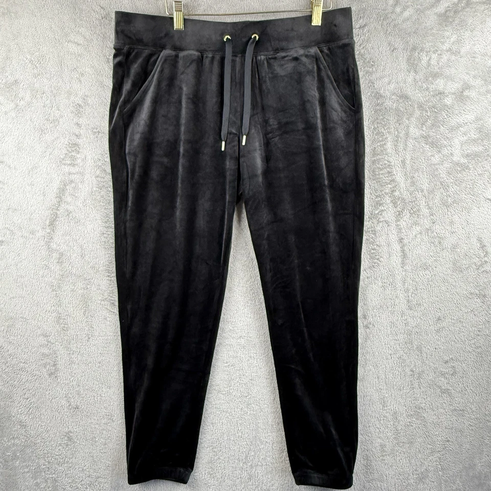 Pantalones Lilly Pulitzer Mallie para mujer L negro terciopelo salón joggers suaves acogedores Y2K Foto 1 de 4