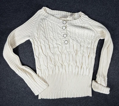 Vintage DKNY Jeans Sweater Womens XL Cream Cable Knit Y2K Preppy - Image 1 of 4