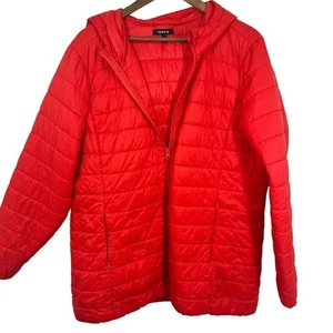 Torrid Größe 2X lebendige kirschrote verstaubare gefütterte Jacke leichte Kapuze - Bild 1 von 6