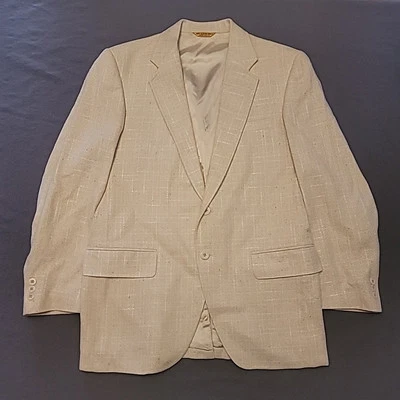 Abrigo deportivo blazer de lino blanco/bronceado Kuppeheimer para hombre 2 botones hecho en EE. UU.  Foto 1 de 4