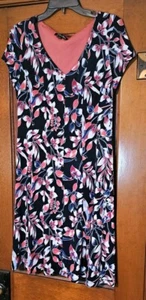 Roz & Ali Size 10 Floral Print Dress, Short Sleeves V Neck - Picture 1 of 8