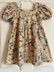Vintage Girls Floral Princess Dress Backless Square Collar 95% Cotton Size 3-4T - Picture 1 of 7