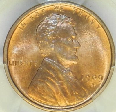 1909 S / S Horizontal Lincoln Cent MS66 RD PCGS BU Unc Wheat NGC Registry [668] - Image 1 of 4