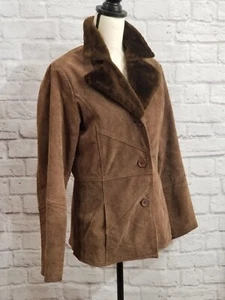 VTG Marcelle Renee` Suede Leather Women's Jacket "Fur" Collar Medium - Picture 1 of 10