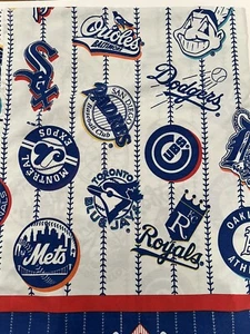 VTG Twin Flat Sheet MLB Rookie League Official w/ Baseball Team Insignias Logos - Picture 1 of 8