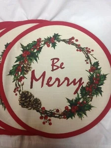 Bardwil Linens Be Merry Round Placemat Set of 4 - Picture 1 of 3
