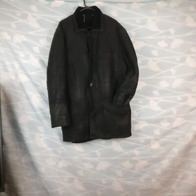 Designed in Canada, Lamb Leather Fur Lined Wool Shearling Coat, Fur Coat,  sz 42 - Image 1 of 4